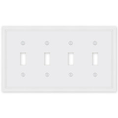 Fairbanks White Wood - 4 Toggle Wallplate