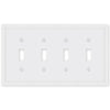 Fairbanks White Wood - 4 Toggle Wallplate