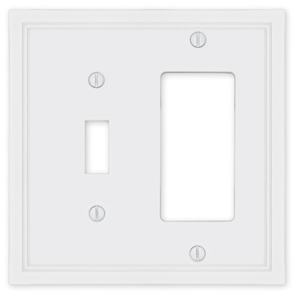 Fairbanks White Wood - 1 Toggle/1 Rocker Wallplate