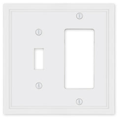 Fairbanks White Wood - 1 Toggle/1 Rocker Wallplate