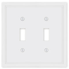 Fairbanks White Wood - 2 Toggle Wallplate