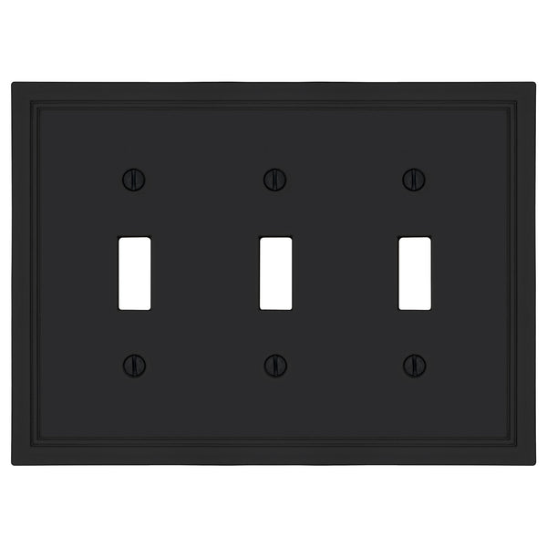 Fairbanks Black Wood - 3 Toggle Wallplate