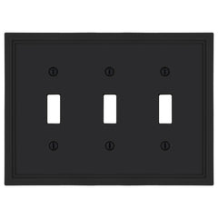 Fairbanks Black Wood - 3 Toggle Wallplate