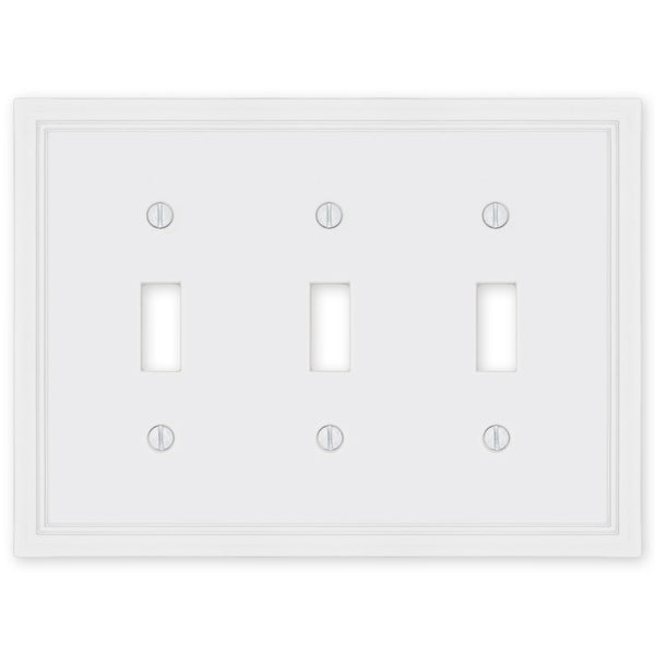 Fairbanks White Wood - 3 Toggle Wallplate
