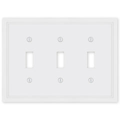 Fairbanks White Wood - 3 Toggle Wallplate