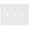 Fairbanks White Wood - 3 Toggle Wallplate