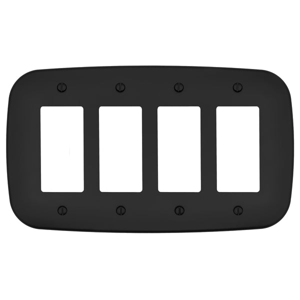 Fresno Matte Black - 4 Rocker Wallplate