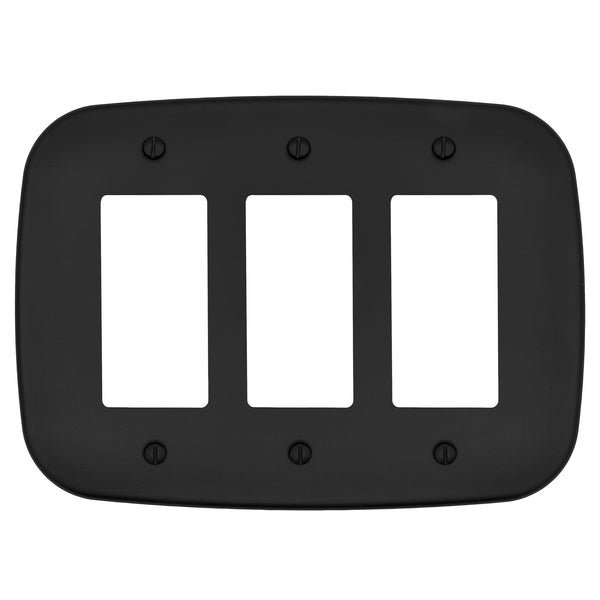 Fresno Matte Black - 3 Rocker Wallplate