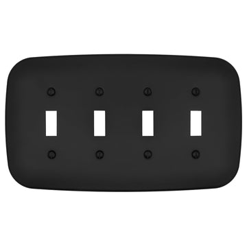Fresno Matte Black - 4 Toggle Wallplate