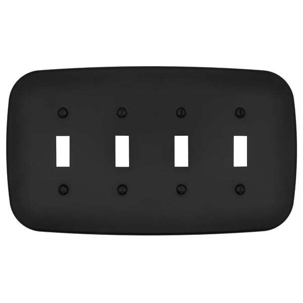 Fresno Matte Black - 4 Toggle Wallplate