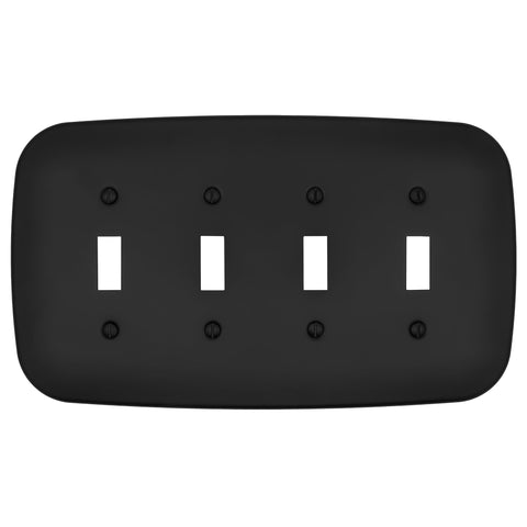 Fresno Matte Black - 4 Toggle Wallplate