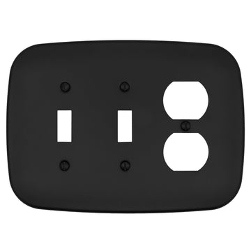 Fresno Matte Black - 2 Toggle/1 Duplex Wallplate
