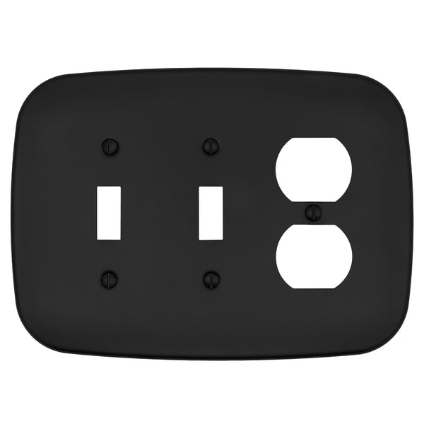 Fresno Matte Black - 2 Toggle/1 Duplex Wallplate