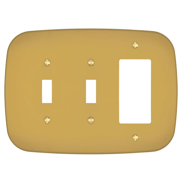 Fresno Brushed Gold - 2 Toggle/1 Rocker Wallplate