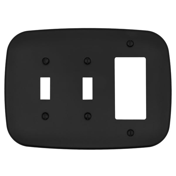 Fresno Matte Black - 2 Toggle/1 Rocker Wallplate