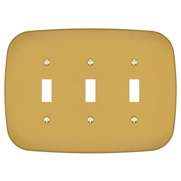 Fresno Brushed Gold - 3 Toggle Wallplate