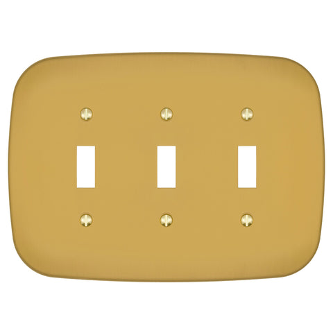 Fresno Brushed Gold - 3 Toggle Wallplate