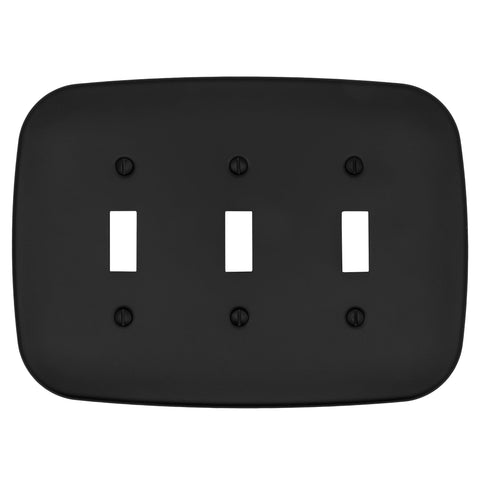 Fresno Matte Black - 3 Toggle Wallplate