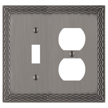 Belair Antique Nickel - 1 Toggle/1 Duplex Wallplate