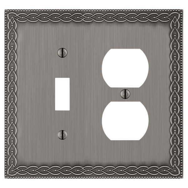 Belair Antique Nickel - 1 Toggle/1 Duplex Wallplate