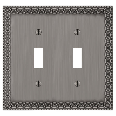 Belair Antique Nickel - 2 Toggle Wallplate