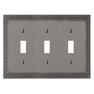 Belair Antique Nickel - 3 Toggle Wallplate