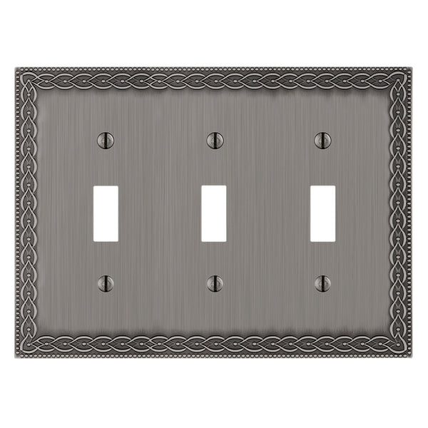 Belair Antique Nickel - 3 Toggle Wallplate