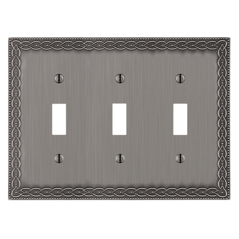 Belair Antique Nickel - 3 Toggle Wallplate