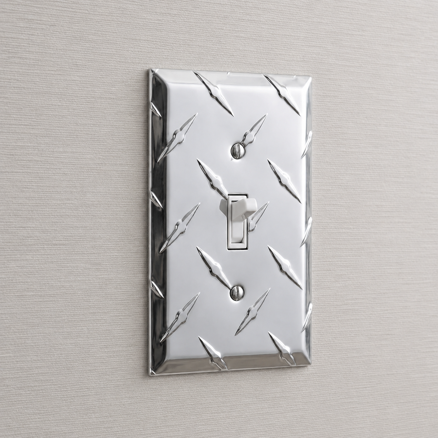 Diamond Plate Aluminum - 1 Toggle Wallplate