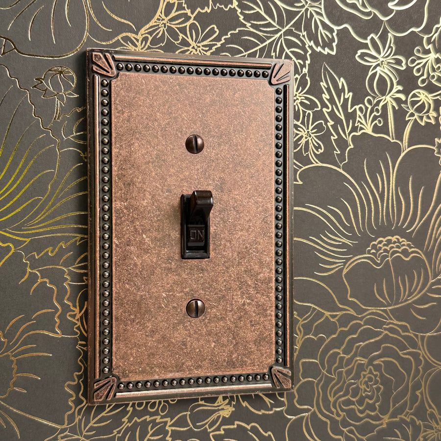 Imperial Bead Tumbled Aged Bronze Cast - 1 Toggle Wallplate