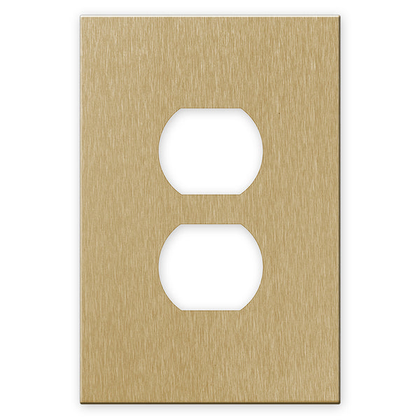 Screwless Oversized Brushed Gold - 1 Duplex Wallplate
