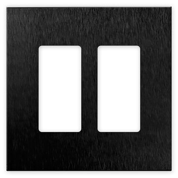 Screwless Oversized Brushed Black - 2 Rocker Wallplate