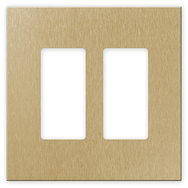 Screwless Oversized Brushed Gold - 2 Rocker Wallplate
