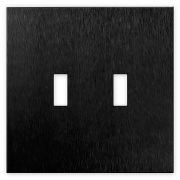 Screwless Oversized Brushed Black - 2 Toggle Wallplate