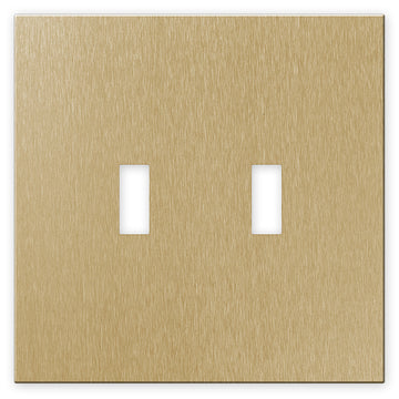 Screwless Oversized Brushed Gold - 2 Toggle Wallplate