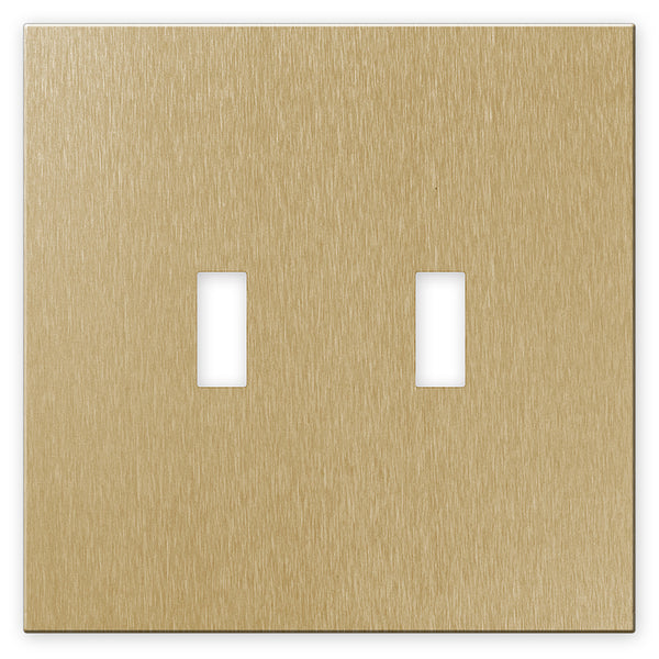 Screwless Oversized Brushed Gold - 2 Toggle Wallplate