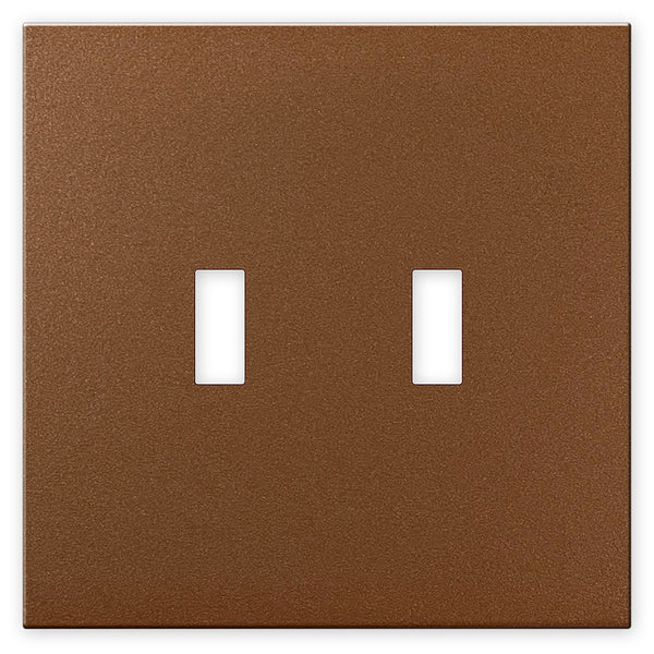 Screwless Oversized Brushed Copper - 2 Toggle Wallplate