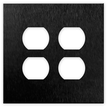 Screwless Brushed Black - 2 Duplex Wallplate