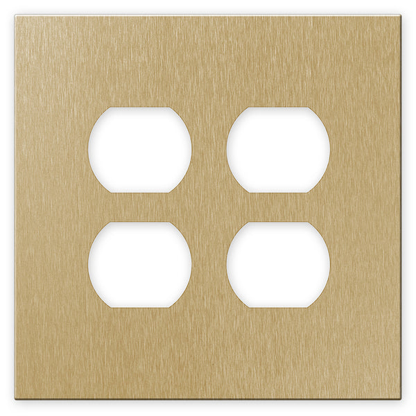 Screwless Oversized Brushed Gold - 2 Duplex Wallplate
