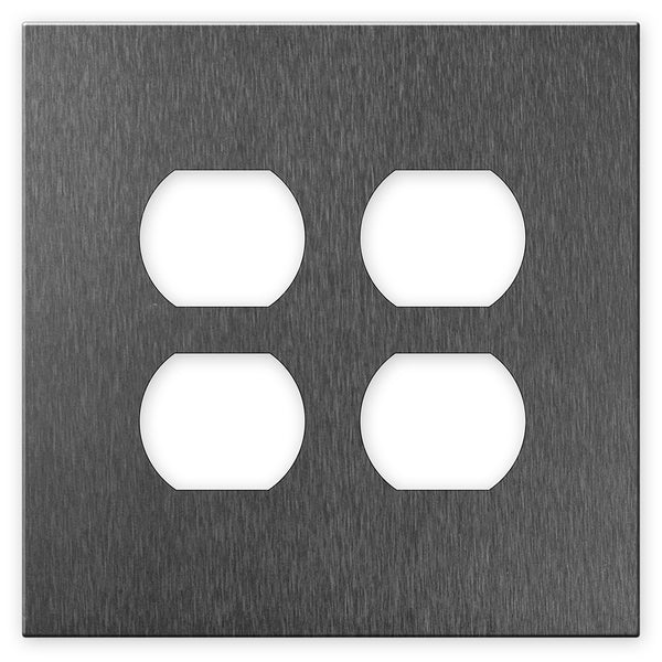 Screwless Oversized Brushed Gray - 2 Duplex Wallplate