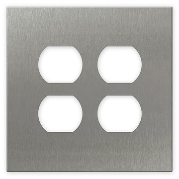 Screwless Oversized Stainless Steel - 2 Duplex Wallplate