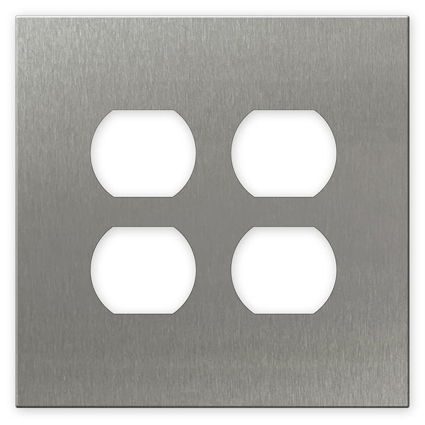 Screwless Oversized Stainless Steel - 2 Duplex Wallplate