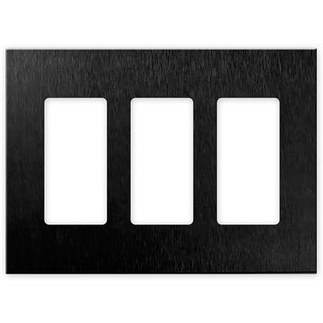 Screwless Brushed Black - 3 Rocker Wallplate