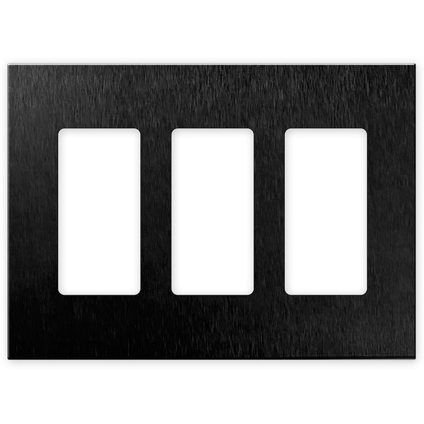 Screwless Brushed Black - 3 Rocker Wallplate