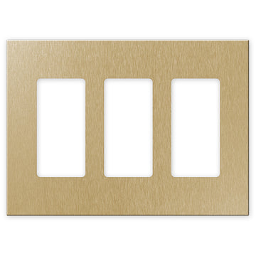 Screwless Brushed Gold - 3 Rocker Wallplate