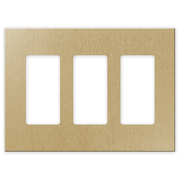 Screwless Brushed Gold - 3 Rocker Wallplate