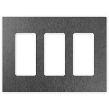 Screwless Brushed Gray - 3 Rocker Wallplate