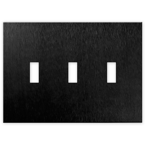 Screwless Brushed Black - 3 Toggle Wallplate
