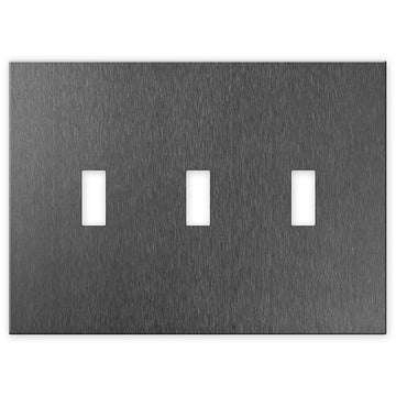 Screwless Brushed Gray - 3 Toggle Wallplate