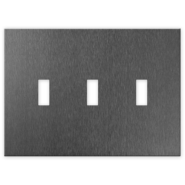 Screwless Brushed Gray - 3 Toggle Wallplate